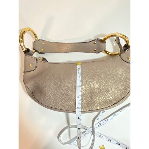 Mondani New York Taupe Bamboo Ring Bag Faux Pebble Leather Interior Pockets NWOT - Picture 5 of 8